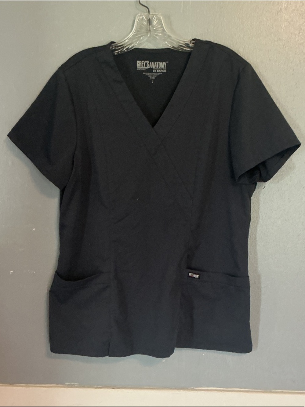 Grey's Anatomy Gray Medical Scrub Top Sz L